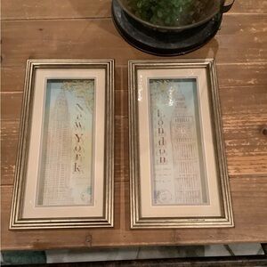 Gold Framed New York and London Wall Art Set